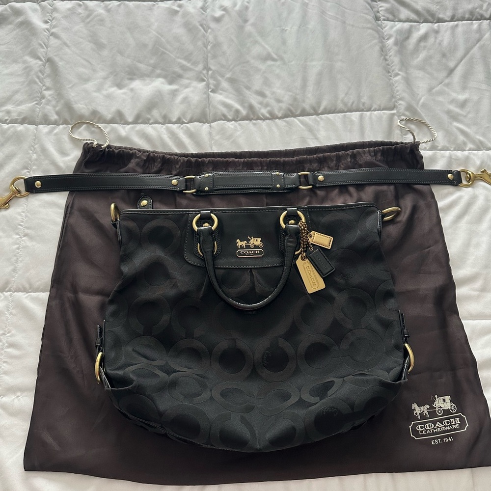 Coach Black Shoulder Bag with Textured Design